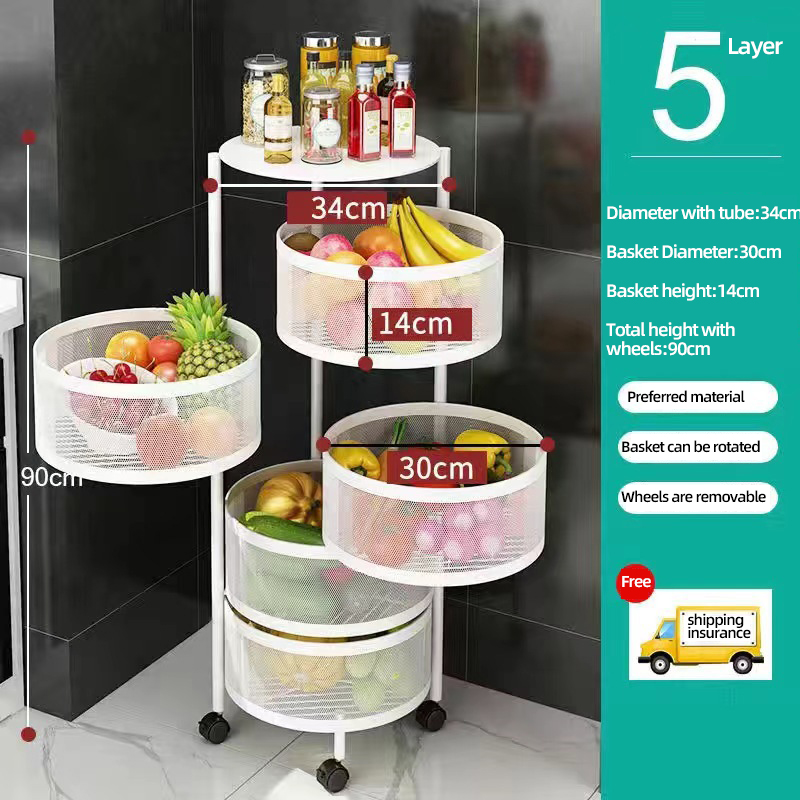 Cubicle Shelf Organizer - Metal Basket Kitchen Storage Multifunction Rotating
