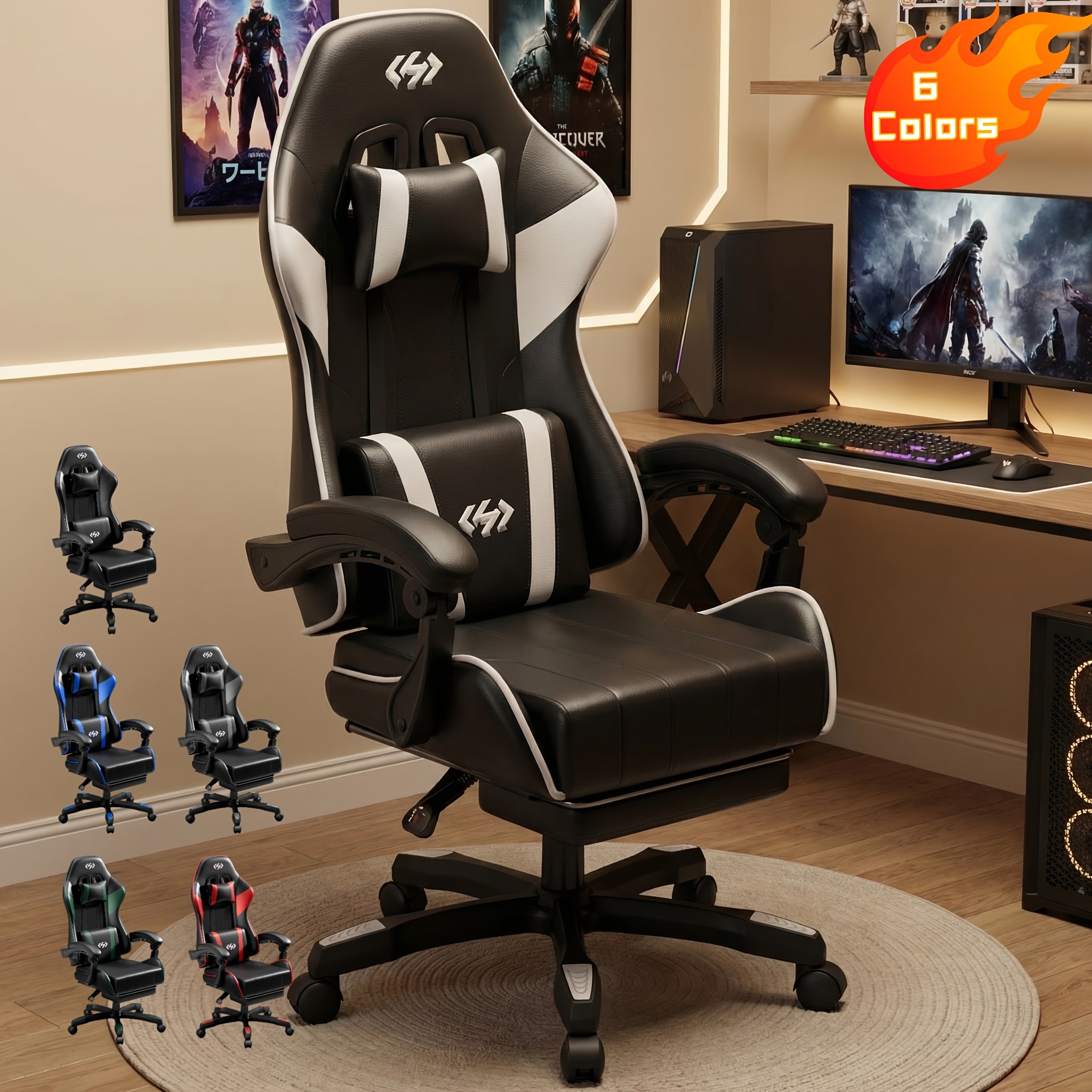 Office Footrest Cushion - Ergonomic Gaming Chair with Spring Cushion,