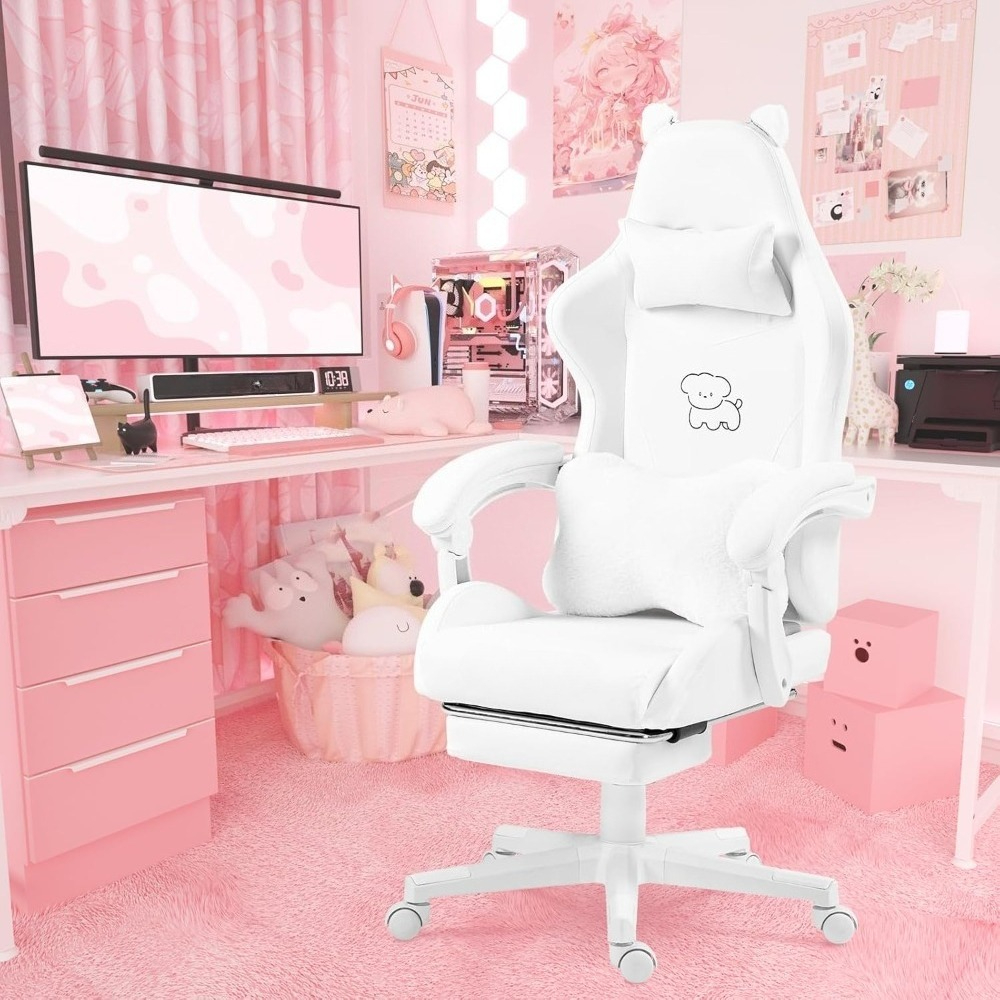 Office Footrest Cushion - Cute Gaming Chair with Lumbar Cushion