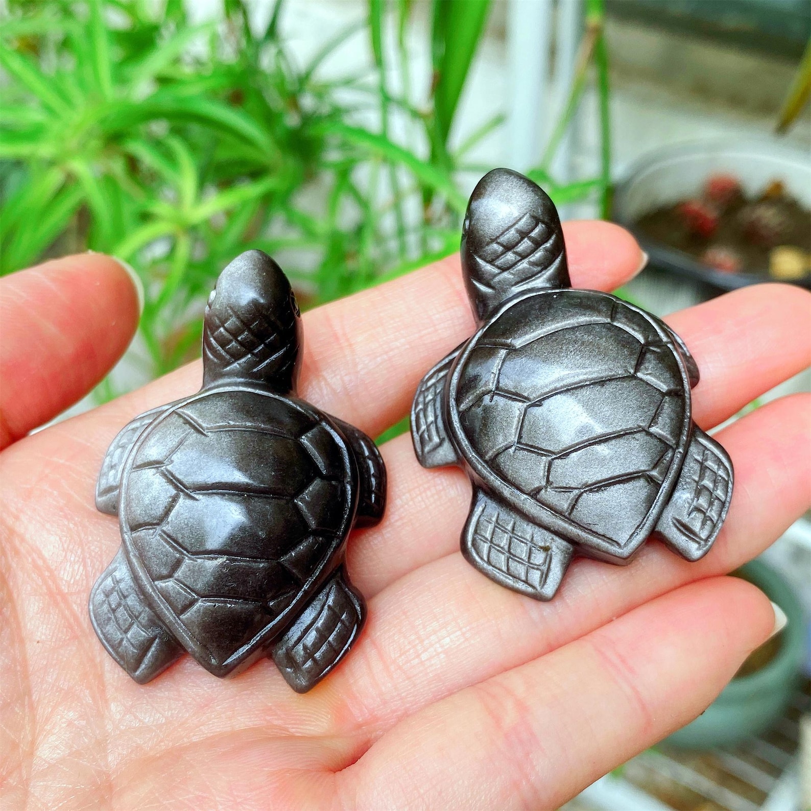 Office Furniture In China - 1pc Carved Silver Obsidian Sea Turtle: