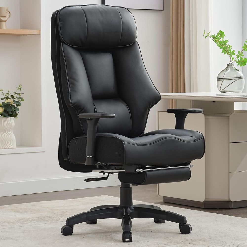 Office Footrest Cushion - High-Back Ergonomic Office Chair with Footrest,