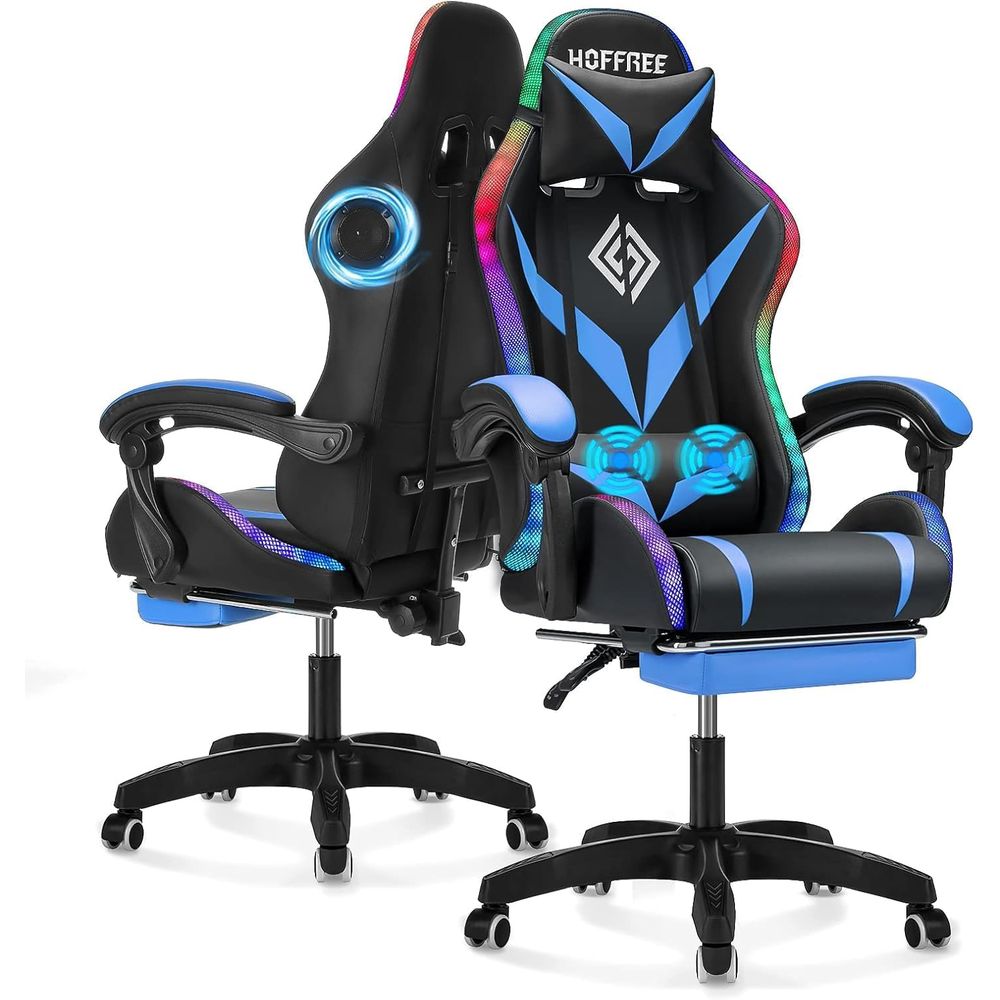 Furniture Chairs For Office - RGB Gaming Chair with Bluetooth Speakers