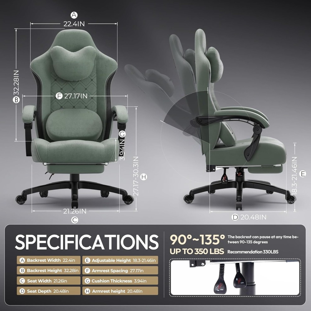 Furniture Chairs For Office - Big and Tall Fabric Gaming Chair