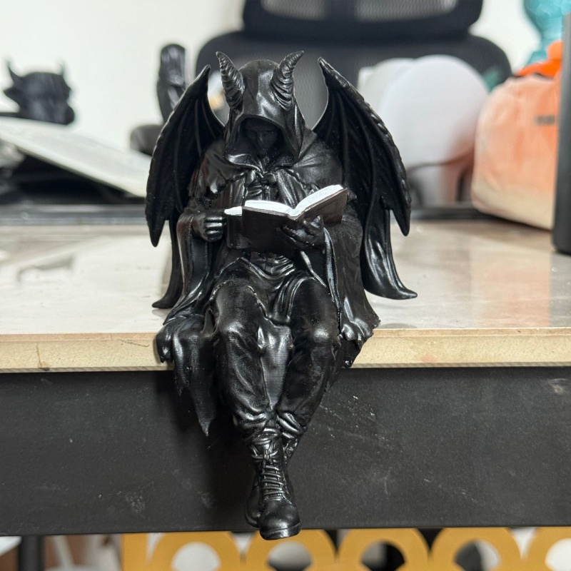Cubicle Shelf Organizer - Gothic Demon Reading Book Shelf Sitter