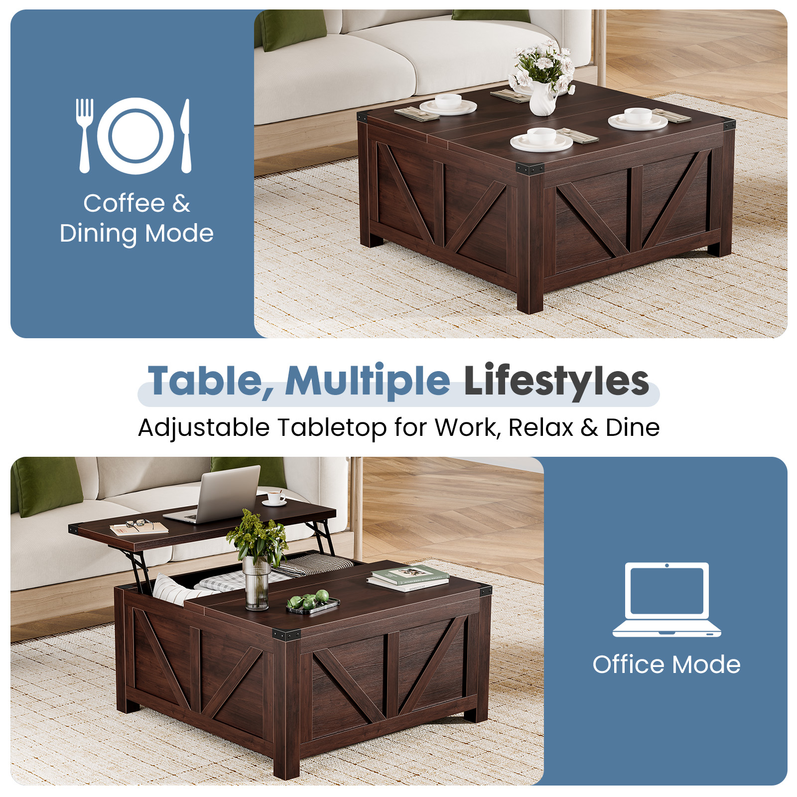JHK 35.6IN Lift Top Coffee Tab - đánh giá và giá Office Furniture Outlet