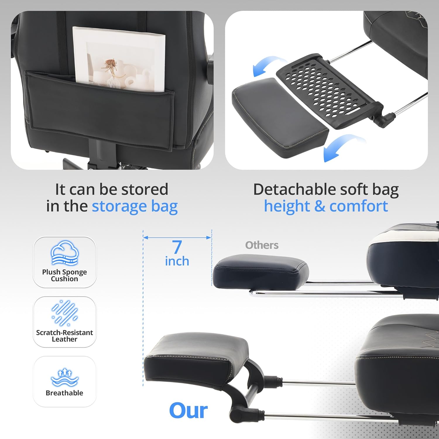 Gaming Chair with Pocket Sprin - đánh giá và giá Office Footrest Cushion