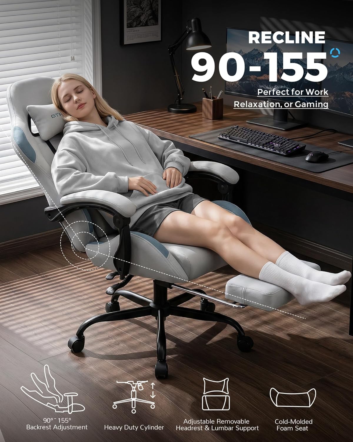 Gaming Chair Fabric with Pocke - đánh giá và giá Office Footrest Cushion