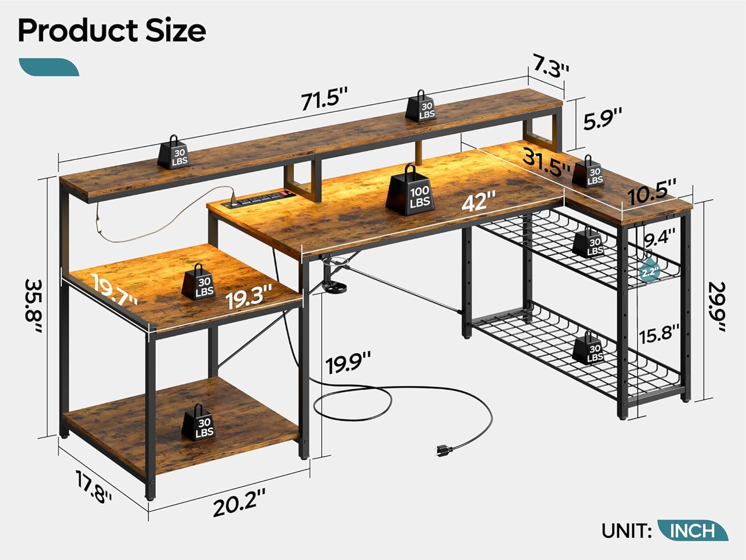 71.5 inch Computer Desk with P - đánh giá và giá Office Furniture Outlet