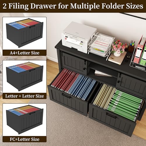 Black 2-Drawer Farmhouse File  - đánh giá và giá Office Furniture Outlet