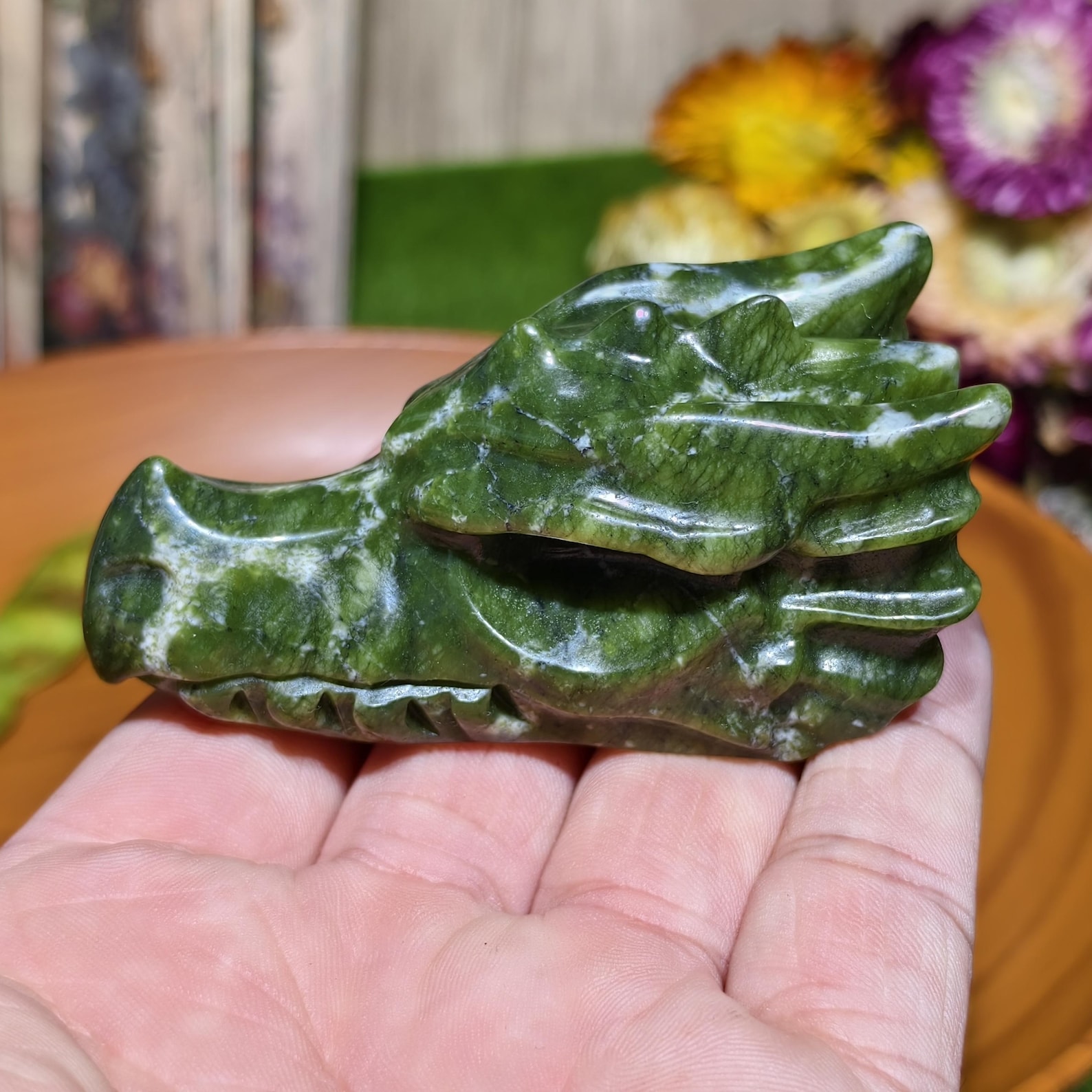 1pc Handcrafted Green Jade Dra - đánh giá và giá Office Furniture In China
