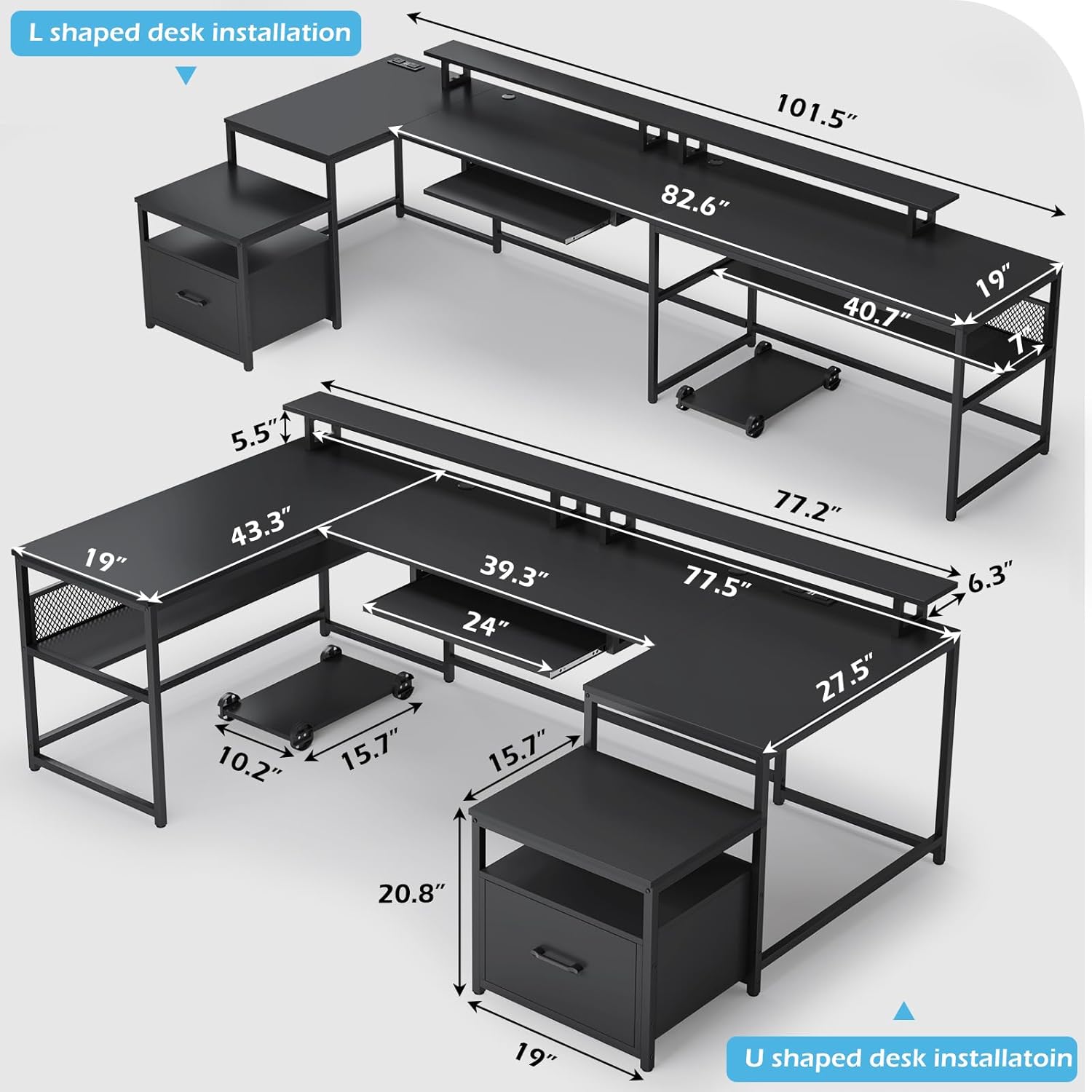 U Shaped Desk,101.5''Reversibl - đánh giá và giá Office Furniture Outlet