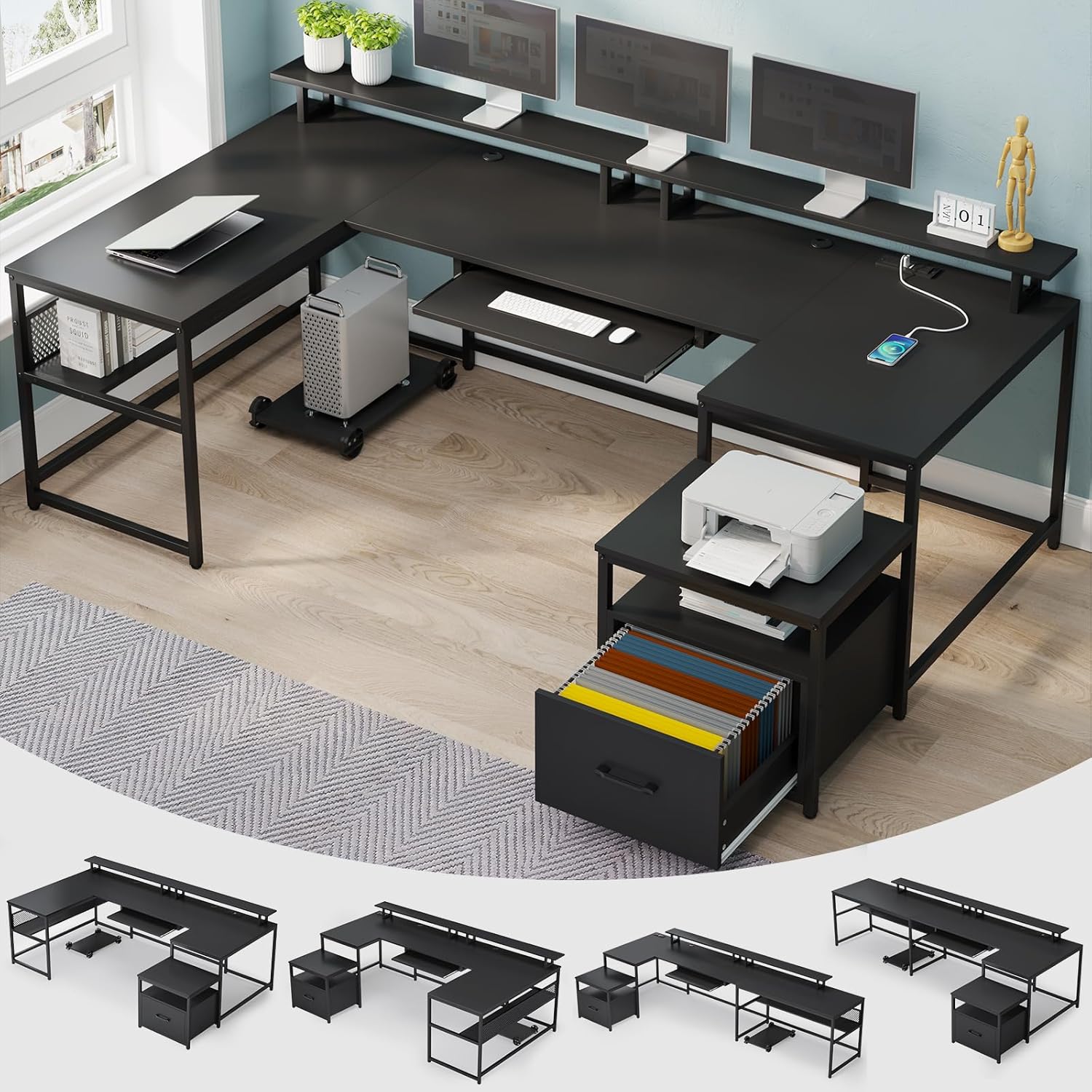 U Shaped Desk,101.5''Reversibl - đánh giá và giá Office Furniture Outlet