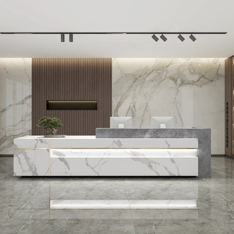 Nordic Luxury Marble Reception - đánh giá và giá Office Furniture High End