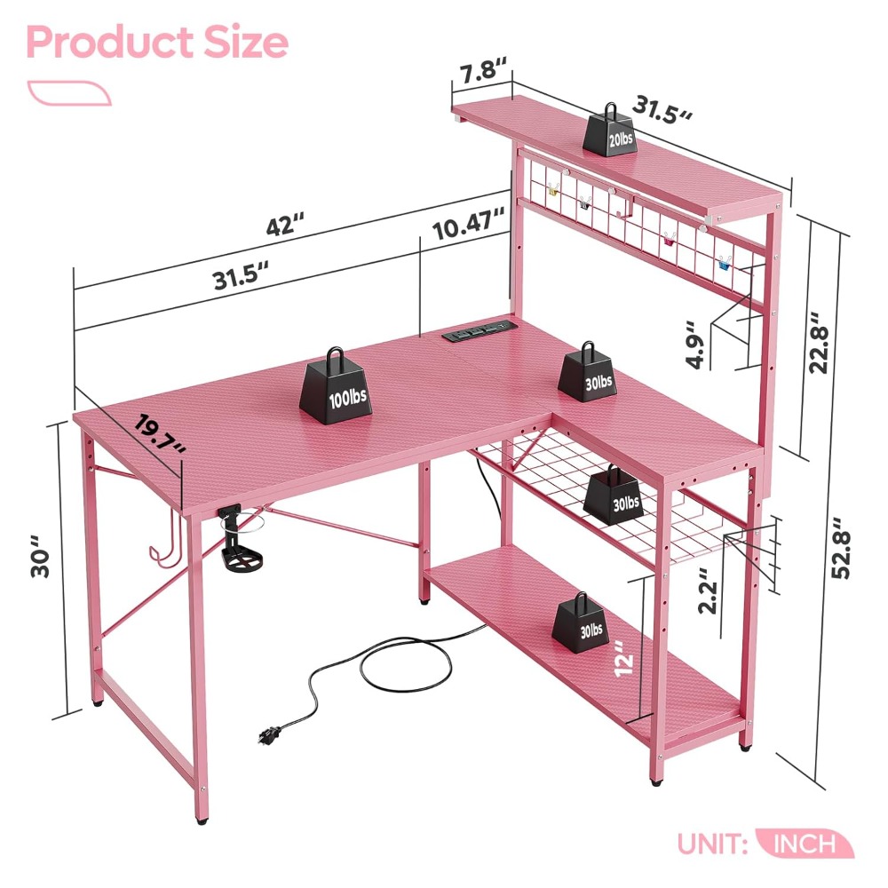 42 L Gaming Desk,Computer Desk - đánh giá và giá Office Furniture Outlet