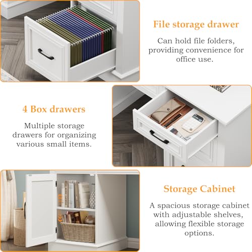 Cream White Farmhouse Office D - đánh giá và giá Office Furniture Outlet