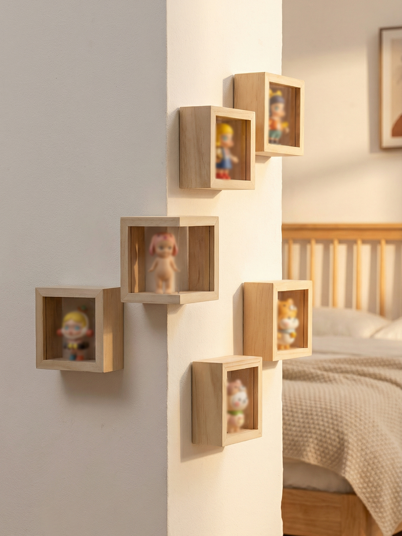 Wooden Cube Wall Shelves Mini  - đánh giá và giá Cubicle Shelf Organizer